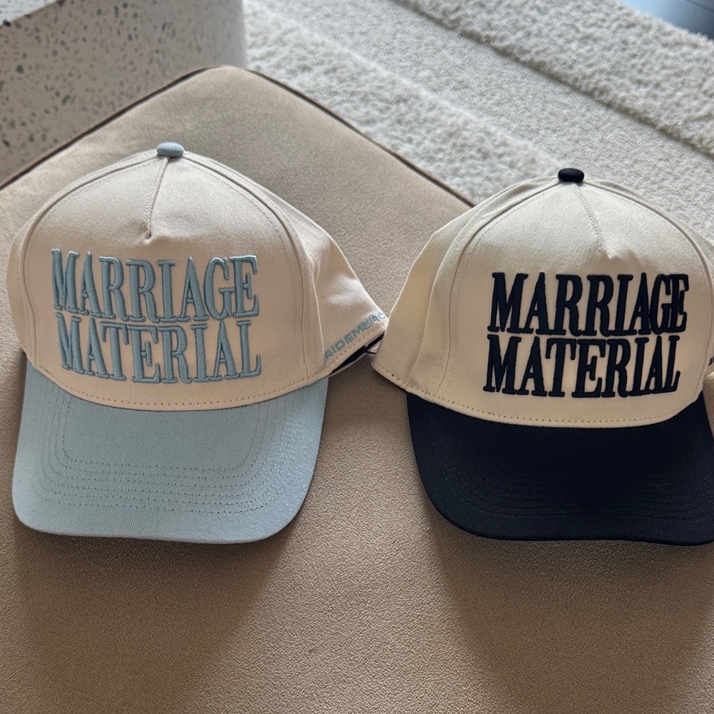 Marriage Material Caps in Cream and Black